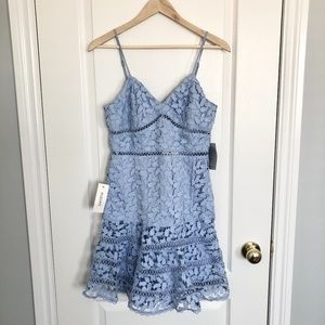 Bardot lace blue dress size 6 mini cocktail NWT